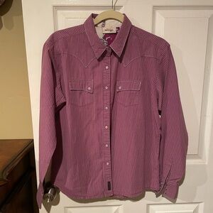 Wrangler Women's Purple Striped Button Down Shirt